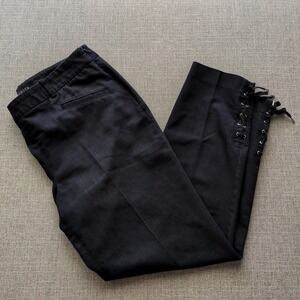Talbots Womens Pants SZ 6 Chambray Gray Chino Side‎ Zip Cotton Ankle Lace-Up